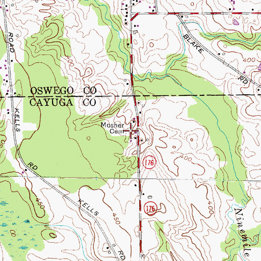 Topographic Map of Mosher Cemetery, NY