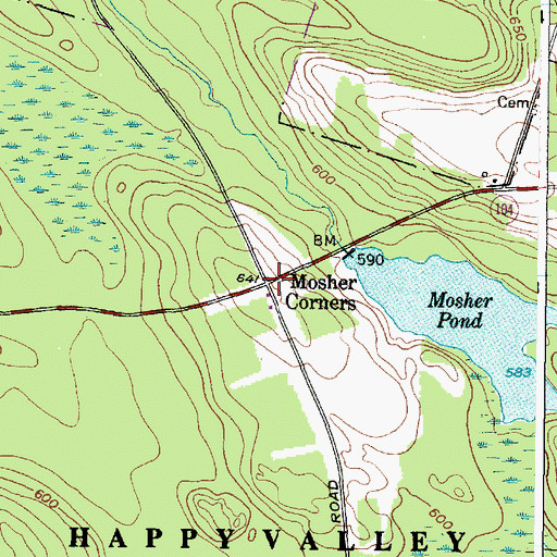 Topographic Map of Mosher Corners, NY
