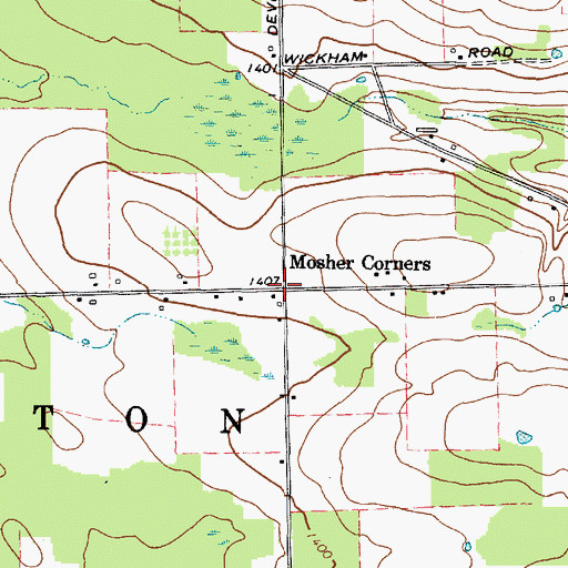 Topographic Map of Mosher Corners, NY