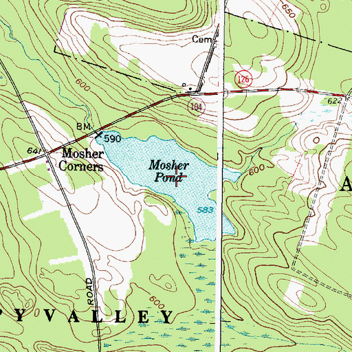 Topographic Map of Mosher Pond, NY