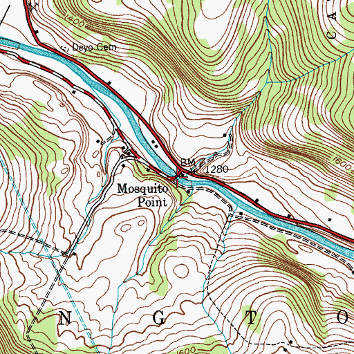 Topographic Map of Mosquito Point, NY
