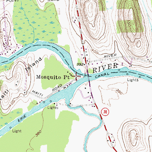 Topographic Map of Mosquito Point, NY