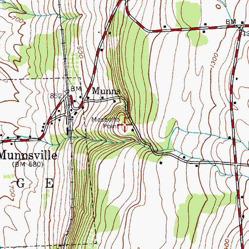 Topographic Map of Mosquito Point, NY