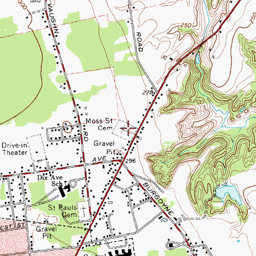 Topographic Map of Moss Street Cemetery, NY