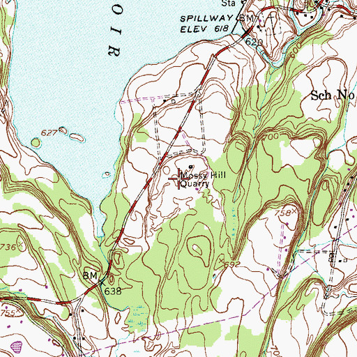 Topographic Map of Mossy Hill Quarry, NY