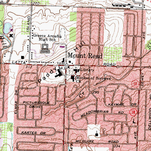Topographic Map of Mother of Sorrows Church, NY