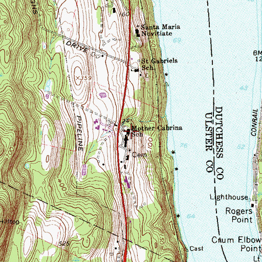 Topographic Map of Mother Cabrina School, NY