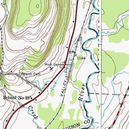 Topographic Map of Mott Cemetery, NY