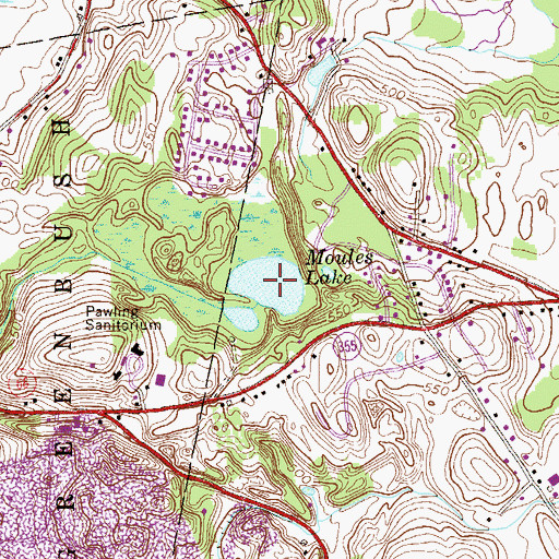 Topographic Map of Moules Lake, NY