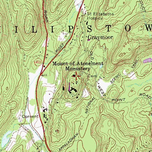 Topographic Map of Mount of Atonement Monastery, NY