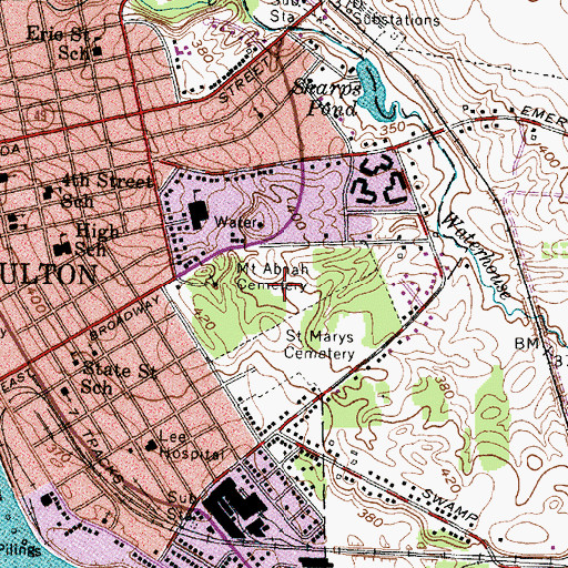 Topographic Map of Mount Abnah Cemetery, NY