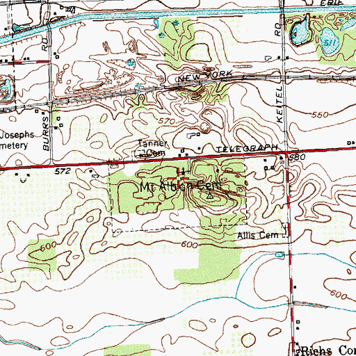 Topographic Map of Mount Albion Cemetery, NY