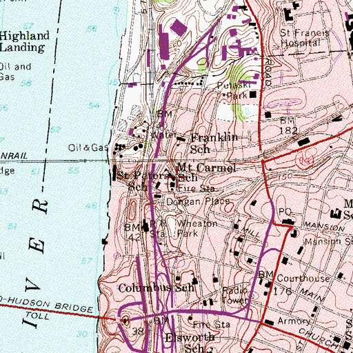 Topographic Map of Our Lady of Mount Carmel School, NY