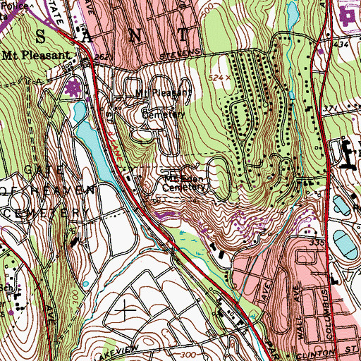 Topographic Map of Mount Eden Cemetery, NY