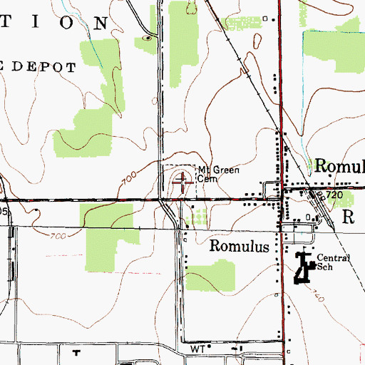 Topographic Map of Mount Green Cemetery, NY