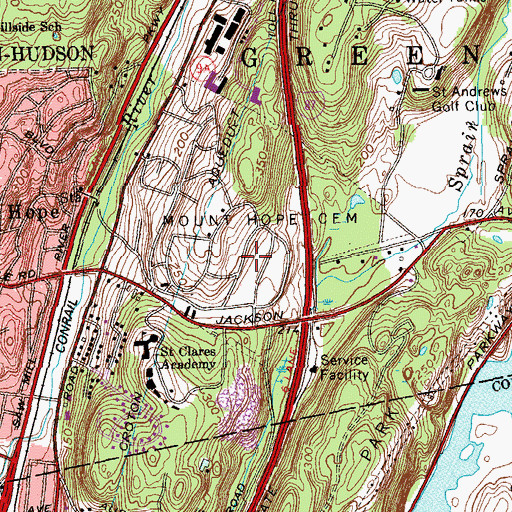 Topographic Map of Mount Hope Cemetery, NY