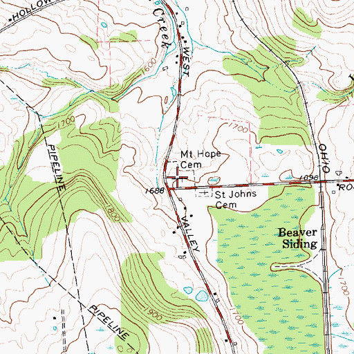 Topographic Map of Mount Hope Cemetery, NY