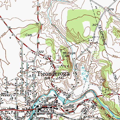 Topographic Map of Mount Hope Cemetery, NY