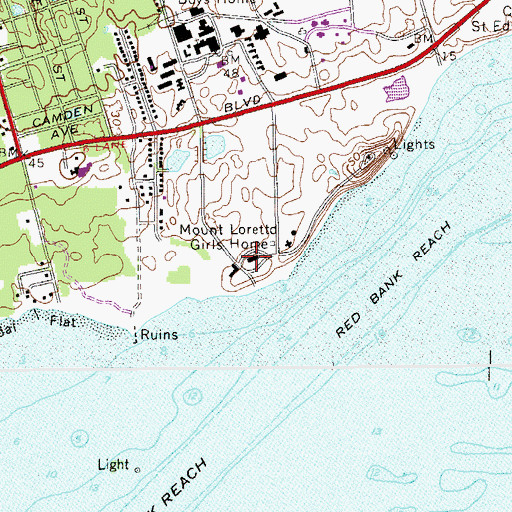 Topographic Map of Mount Loretto Girls Home, NY