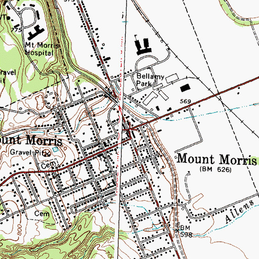 Topographic Map of Mount Morris, NY