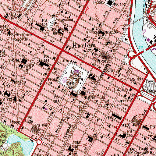 Topographic Map of Marcus Garvey Memorial Park, NY