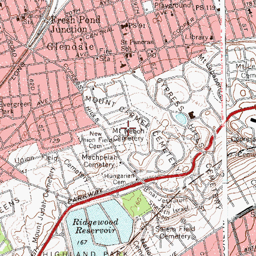 Topographic Map of Mount Neboh Cemetery, NY