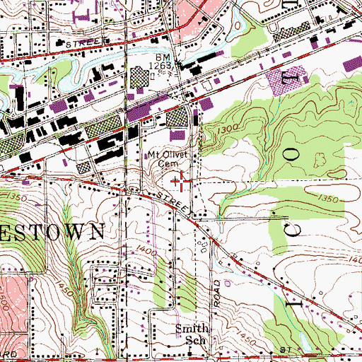 Topographic Map of Mount Olivet Cemetery, NY