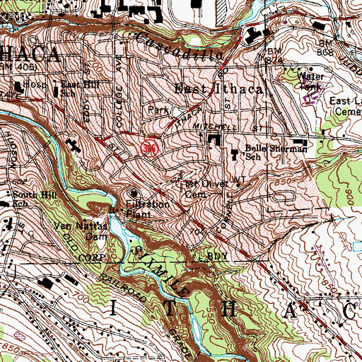 Topographic Map of Mount Olivet Cemetery, NY