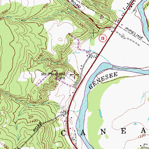 Topographic Map of Mount Pleasant Cemetery, NY