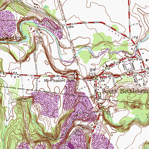 Topographic Map of Mount Pleasant Cemetery, NY