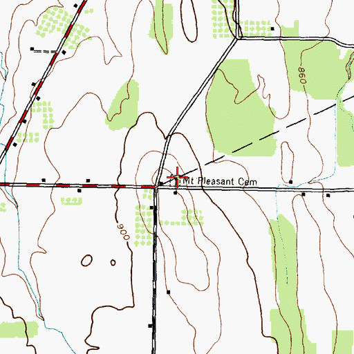 Topographic Map of Mount Pleasant Cemetery, NY