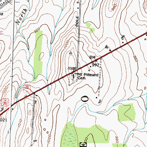 Topographic Map of Mount Pleasant Cemetery, NY