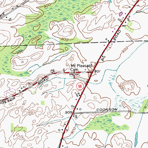 Topographic Map of Mount Pleasant Cemetery, NY
