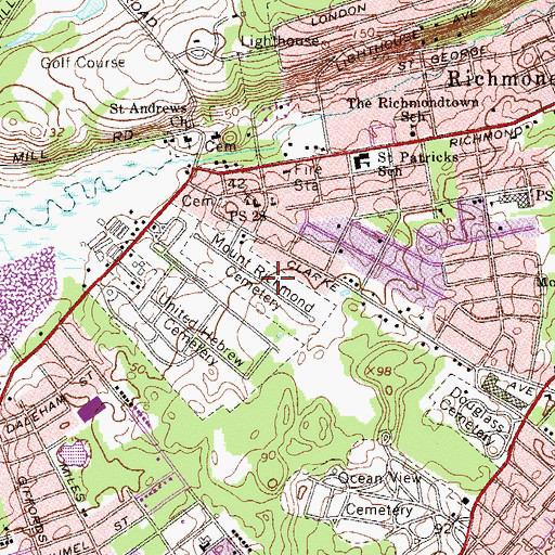 Topographic Map of Mount Richmond Cemetery, NY