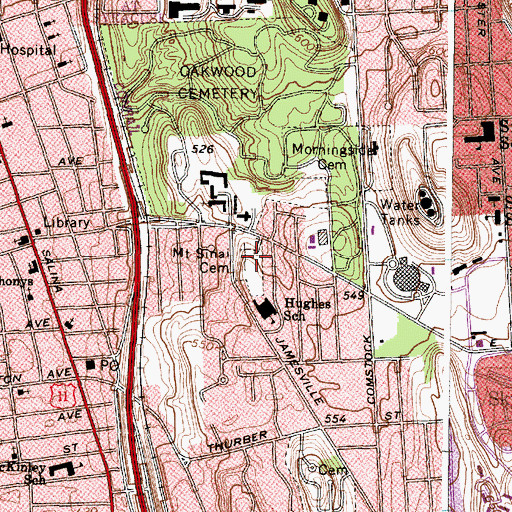 Topographic Map of Mount Sinai Cemetery, NY