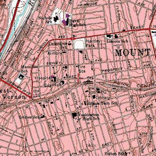 Topographic Map of Mount Vernon, NY