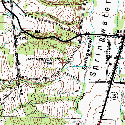 Topographic Map of Mount Vernon Evergreen Cemetery, NY