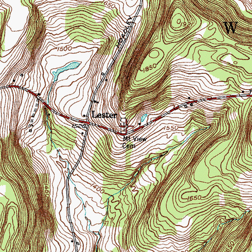 Topographic Map of Mountain View Cemetery, NY