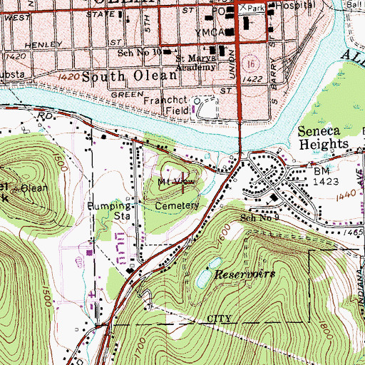 Topographic Map of Mount View Cemetery, NY