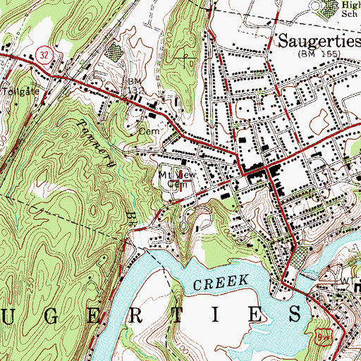 Topographic Map of Mountain View Cemetery, NY