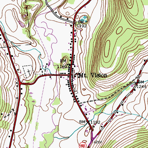 Topographic Map of Mount Vision, NY