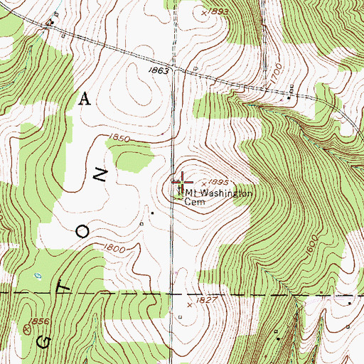 Topographic Map of Mount Washington Cemetery, NY