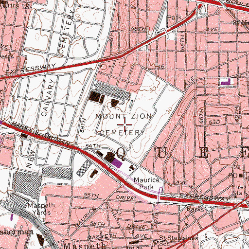 Topographic Map of Mount Zion Cemetery, NY