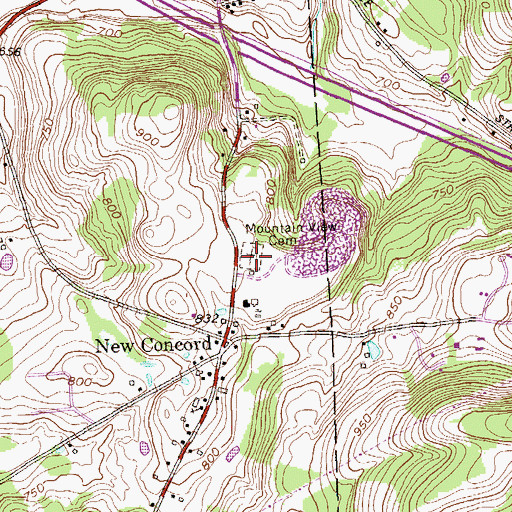 Topographic Map of Mountain View Cemetery, NY