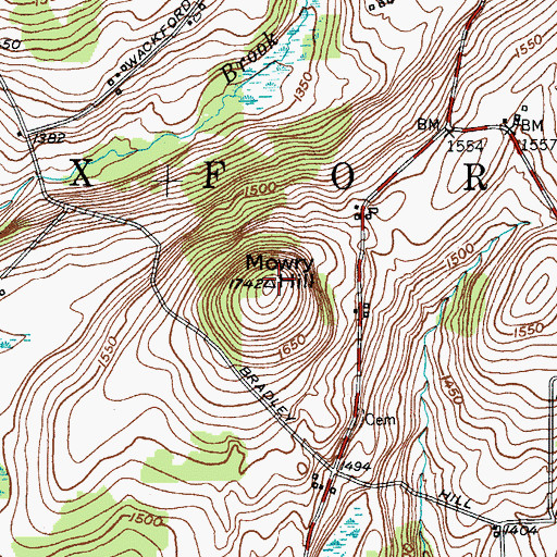 Topographic Map of Mowry Hill, NY