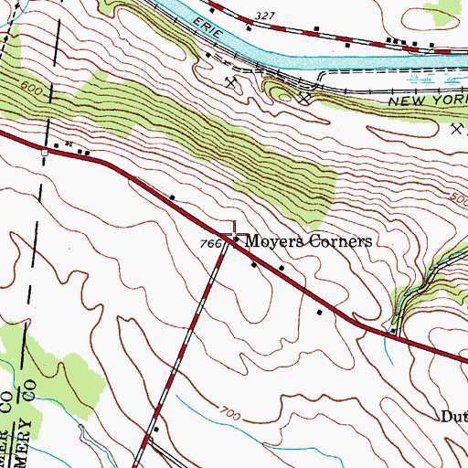 Topographic Map of Moyers Corners, NY