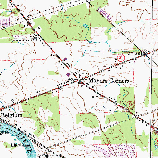 Topographic Map of Moyers Corners, NY