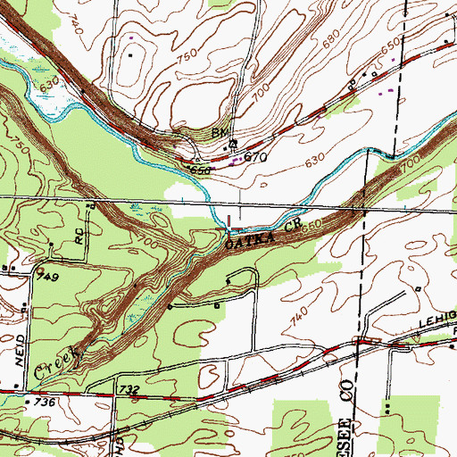 Topographic Map of Mud Creek, NY