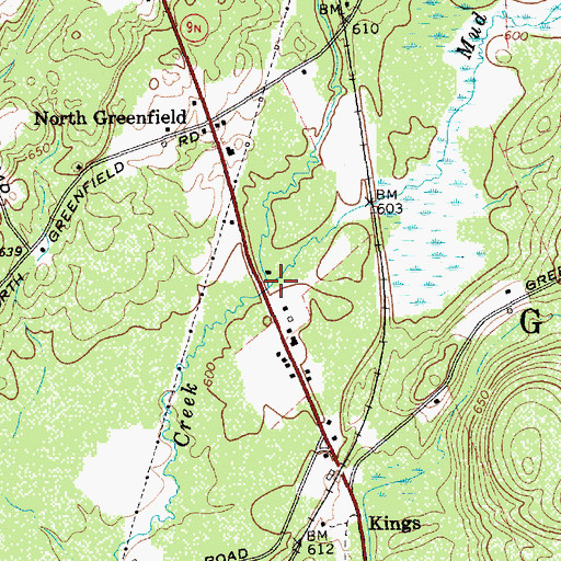 Topographic Map of Mud Creek, NY
