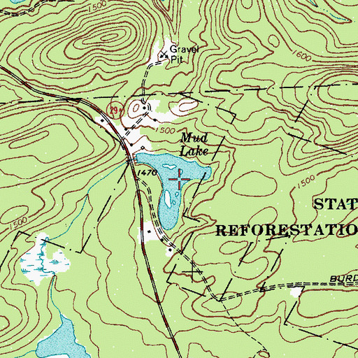 Topographic Map of Mud Lake, NY